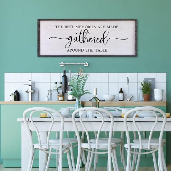 The Best Memories Are Made Gathered Around The Table Wall Decor 32"x12" Large Ru - Picture 3 of 7